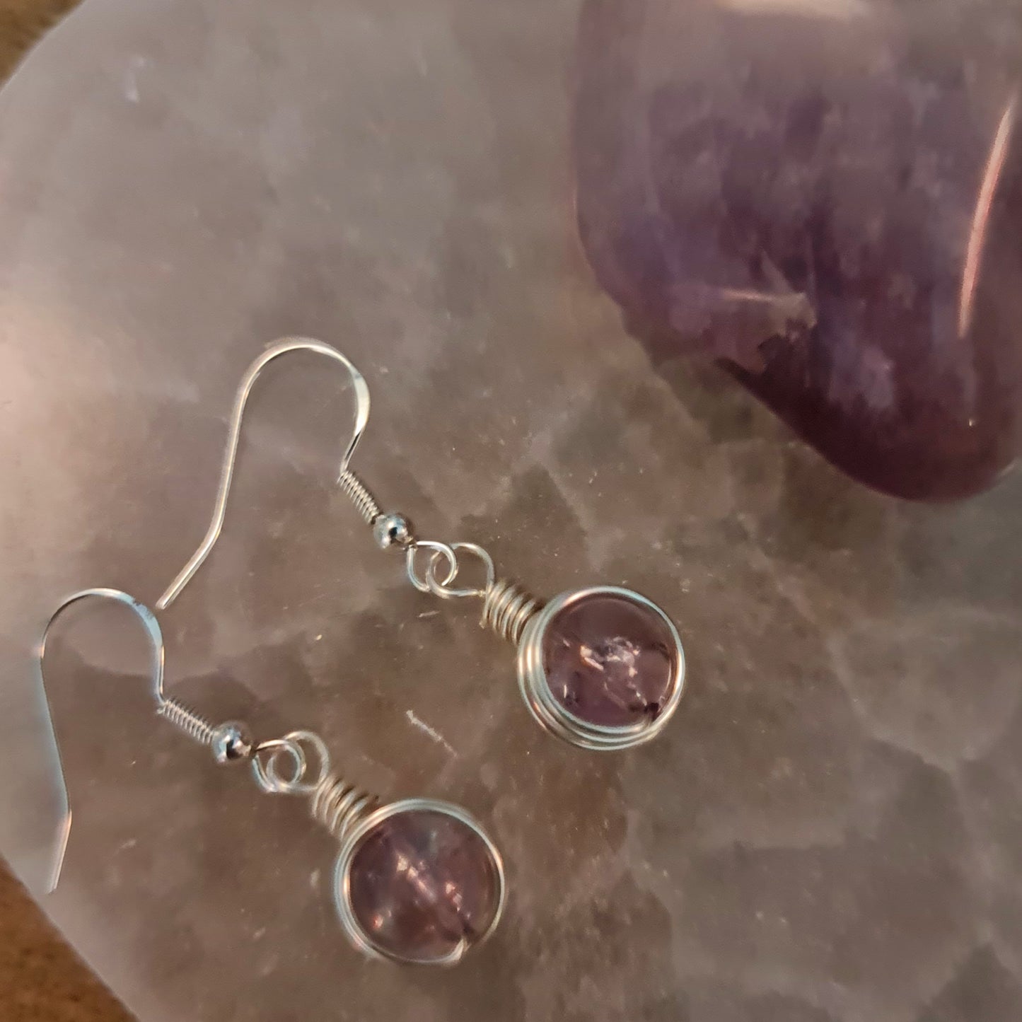 Purple Azeztulite Earrings
